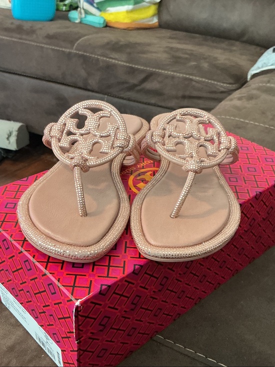 Tory Burch Shoes - Tory Burch Blush Beaded Miller Thong Sandals
